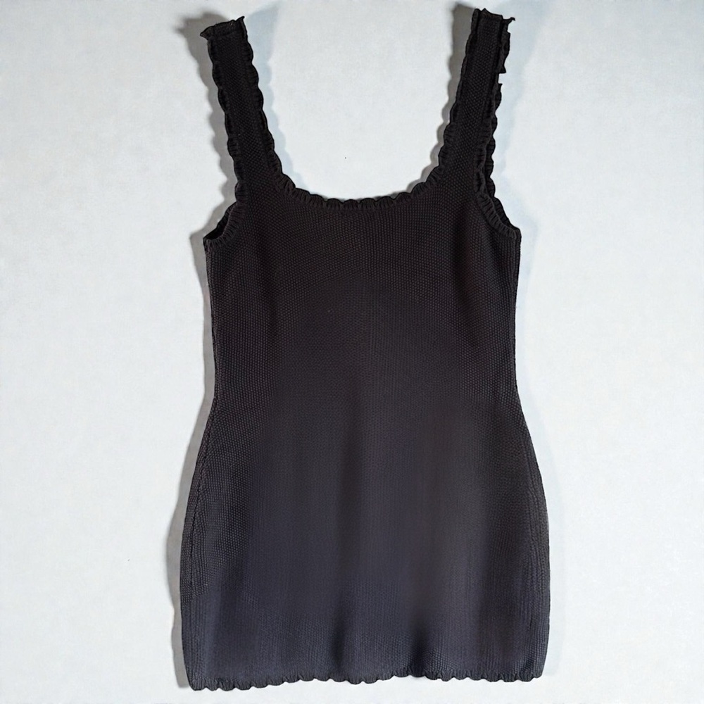 Wild Fable Women's L Rosette Motif Sweater Knit Sleeveless Black Mini Dress Y2K - Picture 3 of 10